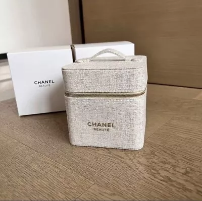 Chanel Beaute Holiday Beige Cream & Gold Make Up Box Bag Cosmetic Case Vanity • £62