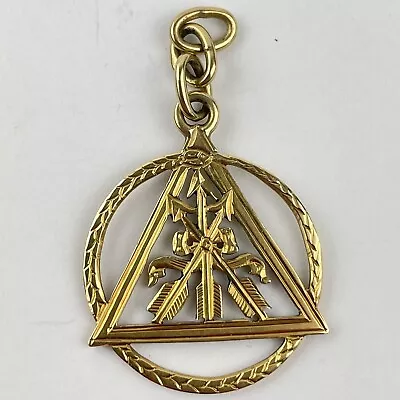 Vintage 14ct Yellow Gold Masonic? Triangle Arrows Pendant Fob 2.5cm 4.7g • £345