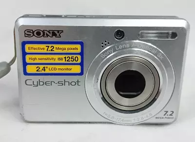 Sony DSC-S730 Cyber-Shot 7.2MP 3x Zoom Digital Camera Silver Tested • $87.14