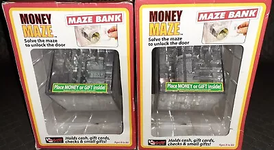 2x MONEY MAZE CUBE SAVINGS COLLECTION BANK PUZZLE TOY ~ NEW IN BOX ~ NOS • $20