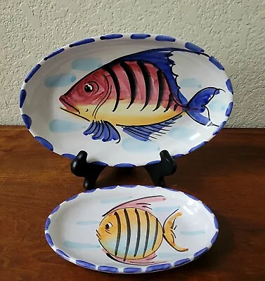 Vietri Al Mare Oval Fish  Plates *Set Of 2* Excellent Condition Decorative  • $35