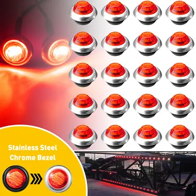 20PCS Red Round 3 LED Side Marker Clearance Light Trailer Truck Tail Lamp 1 Inch • $21.15