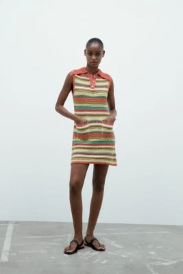 $15 • Buy Zara Multicolor Striped Knit Sweater Dress Sleeveless Size S