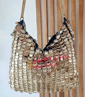 Zara New Woman Beaded Shoulder Bag Golden All Sizes Ref: 6311/210 • $89