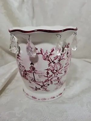 Yankee Candle Ceramic Tart Warmer In A Chintz Type Scenery W/dangling Crystals • $15.99