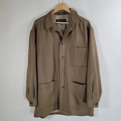 MACMOR Mens Brown Utility Shacket Size M Jacket Faux Suede Vintage 90s • $34.99