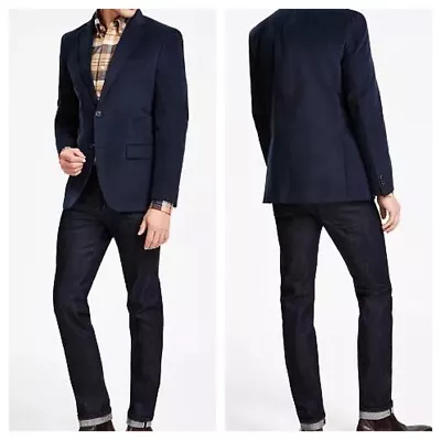 Tommy Hilfiger Mens TH Flex Modern Fit Blue Corduroy SportCoat Blazer Jacket 44R • $52.99