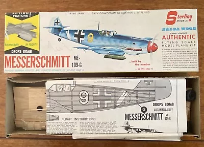 Vintage Messerschmitt ME-109-G Wood Model Airplane Kit. Sterling Models. WWII • $50