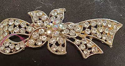 Magnetic Brooch Tied Bow Shape Clear Rhinestones Hair Accessory Valentines • $11