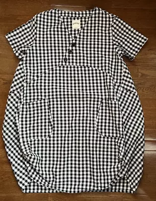 Dubgee By Whoopi Cocoon Dress Black & White Gingham Check Short Sleeve Sz L EUC • $36.99