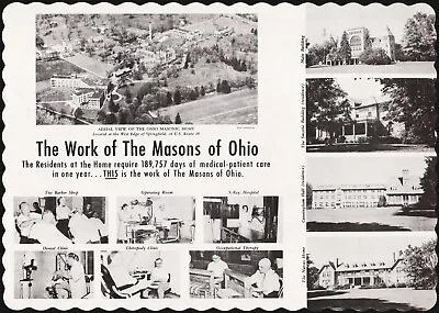 Vintage Placemat THE WORK OF THE MASONS OHIO Aerial View Real Photos Springfield • $8.49