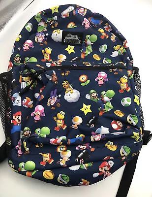 Nintendo 16  Backpack Super Mario Bros Authentic Book Bag All Over Print • $7.99