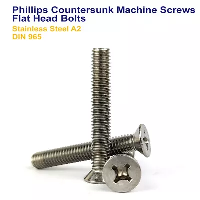 M5 M6 M8 Phillips Countersunk Machine Screws Stainless Steel Din 965 • £57.99