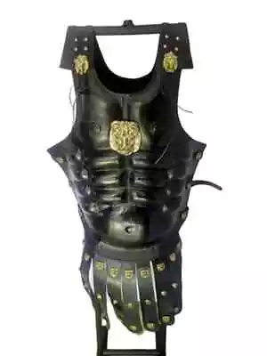 Medieval Muscle Leather Body Armor Chest Plate With Lion & Apron Costume • $223.60