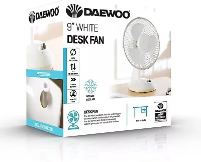 Daewoo COL1062 9-Inch Table Fan Portable Desk Fan For Home/Office 2 Speed Sett • £15.99