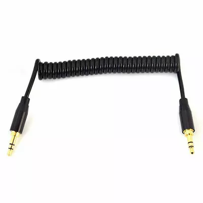 3.5mm Jack 3Pole Male To Male Plug Stereo Extension Audio Coiled Spiral Cable 1m • £4.95