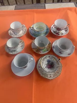 Assortment  Lot Of 8 Vintage Tea Cups & Saucers Of Various Designs • $59.99