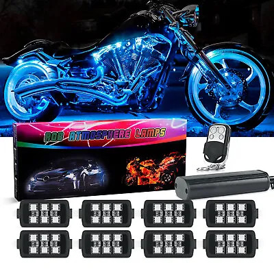 8pcs Pod Million Multi-Color RGB Motorcycle Underglow Neon LED Accent Light Kit • $36.89