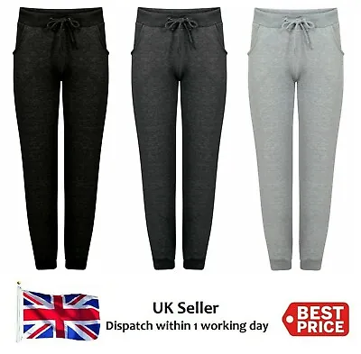 2x Ladies Fleece Slim Fit Jogging Tracksuit Bottoms Joggers Womens Trousers Uk • £16.90