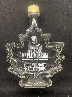 New England Maple Museum Maple Leaf Shaped Glass Syrup Bottle Clear Leaves • $14.75