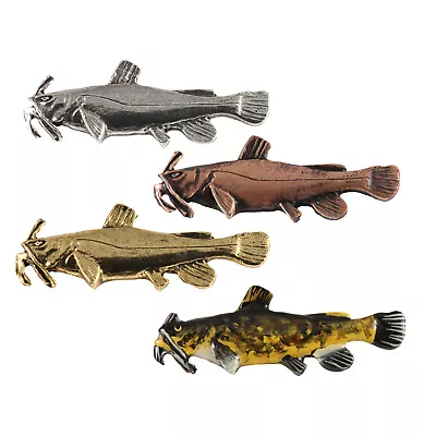 Pewter Bullhead Catfish Fish Lapel Pin Or Refrigerator Magnet Made In USA F081 • $17.89