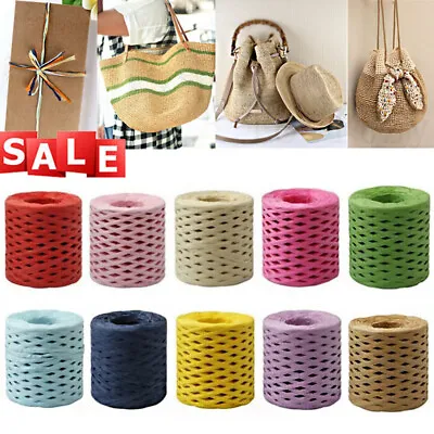 200m/roll Raffia Ribbon Paper Rope Cord String Wrapping Package Packing Decor • £5.51