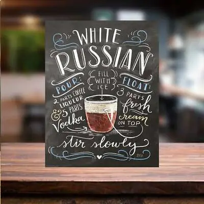 £4.99 • Buy White Russian COCKTAIL RECIPE METAL SIGN Bar Cafe Beer Garden Man Cave Home Tiki