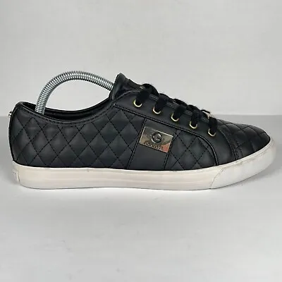 G By Guess Backer 2 Womens Size 11 M Black Faux Leather Quilted Shoes Sneakers • $19.99