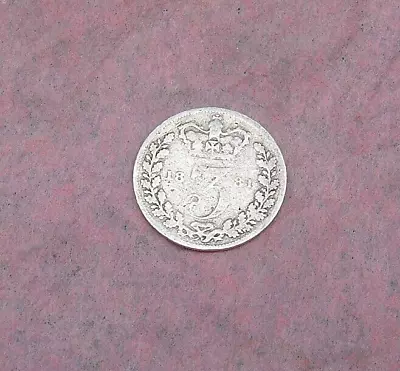 GB UK Queen Victoria -  1881  Silver (.925) Threepence.   Good   KM# 730 • $1.23