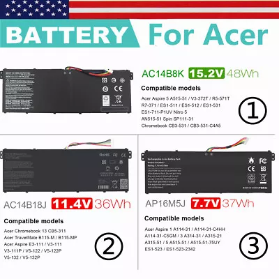 AC14B8K AC14B3K Battery For Acer Aspire 5 A515-51 R7-371T AC14B18J AP16M5J • $21.49