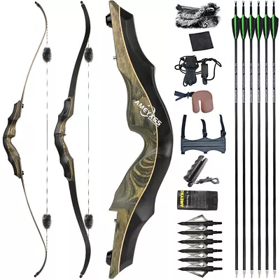 62  Takedown Recurve Bow 20-60lbs Limbs Archery American Hunting Target Shooting • $79.99