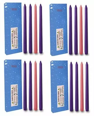 4 Pack Christmas Advent Taper Candles-10-inch X 0.75 (3/4)inch-12 Purple-4 Pink • $16.99