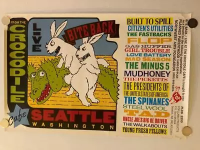 BITE BACK Crocodile Cafe Promo Poster 1996 15x24 Vtg Mudhoney Gas Huffer Tad • $40