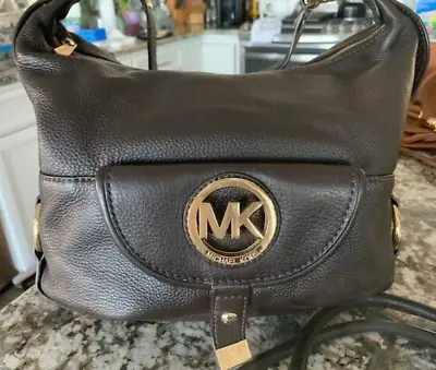 Michael Kors Fulton BROWN Pebbled Leather Shoulder Bag • $62