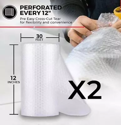 2 Rolls 12  X 30 Ft. Bubble Cushioning Wrap Shipping Packing Moving Supplies • $14.51