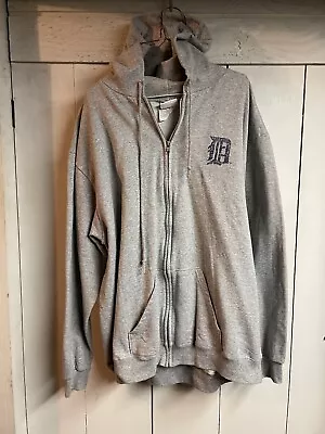 Detroit Tigers Majestic Distressed Full Zip Hoodie Size Large L Sweatshirt • $34.99