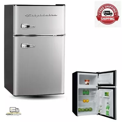 Adjustable Temperature 3.2 CU FT2 DOOR COMPACT FRIDGE-CHROME TRIM Platinum • $295