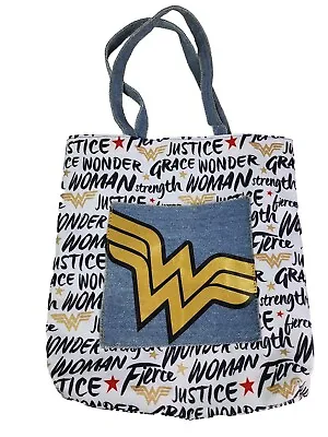 Wonder Woman Tote Shoulder Bag Denim Straps Pocket Justice Fierce Grace  • $11.99