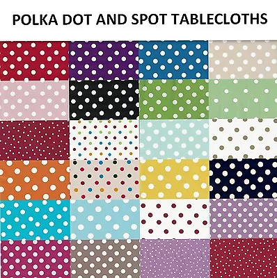 Polka Dots Spots Wipe Clean Tablecloth Oilcloth Pvc Vinyl Table Cover Protector • £5.70