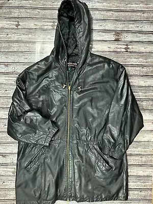 Wilsons Leather Hoodie Full Zip Jacket Coat Color Black Sz XL • $99