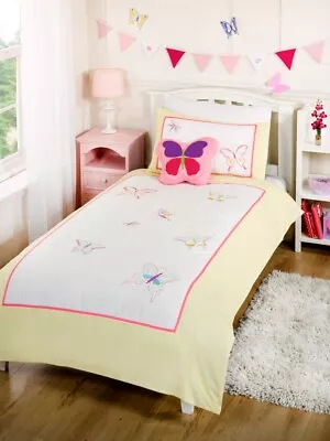 Kids Luxury Embroidered Butterfly Duvet Cover Set 100% Cotton 200 Thread Count • £19.95