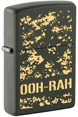 Zippo USMC Marine Corps OOH-RAH Engraved Lighter Green Matte NEW IN BOX • $17.59