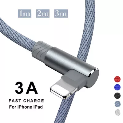 90° Elbow 1M 2M 3M Lead For Apple IPhone IPad USB Data Fast Charge Charger Cable • $7.96