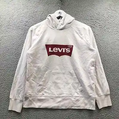 Levi's Hoodie Sweatshirt Women's XS Long Sleeve Graphic Logo Pocket White • $9.99