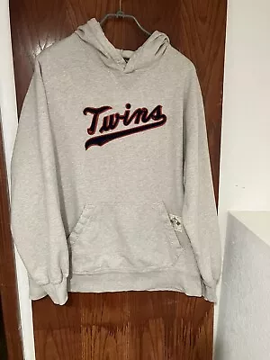 Reebok MLB Minnesota Twins Hooded Sweatshirt Grey Ivory With Front Logo Cotton  • $22.50