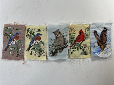 £24.46 • Buy Silk Cardinal J&J Cash Ltd Birds Woven Art Coventry England Lot 5 Five 5”x3”