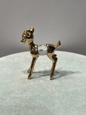 RARE Disney Bambi Gold Plated Lead Crystal Swarovski Lencia Austria Figurine • £41.64