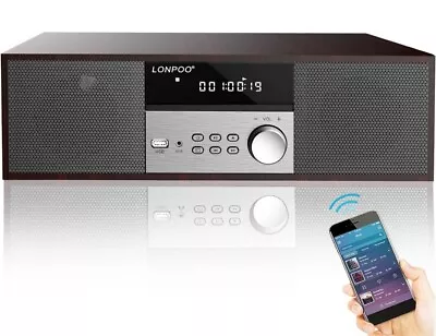 NEW UNUSED Lonpoo LP816 HiFi Compact Stereo Music System. CD Bluetooth FM Radio. • £64.99