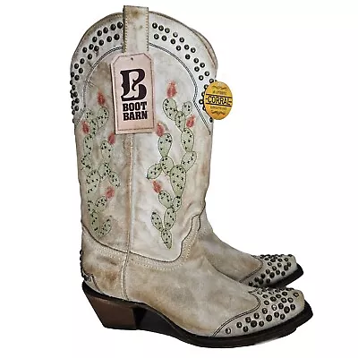 NWOB Corral Nopal Cactus Embroidered Leather Snip Toe Western Boots Womens 8.5 M • £130.29