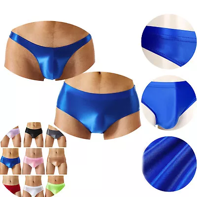 Men Knicker Glossy Trunks Cheeky Underwear Silk Satin Thongs Shiny Briefs Swim • $6.74